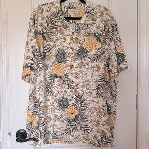 Caribbean Men’s Tropical Pineapple Casual Button Down XL Shirt